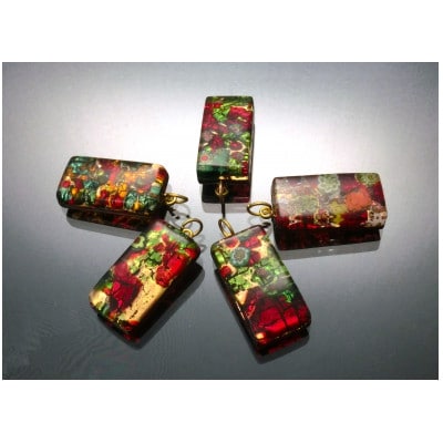 ベネチアンガラス使いのブラックオニキスネックレス〈紅葉〉【配送不可地域：沖縄県】