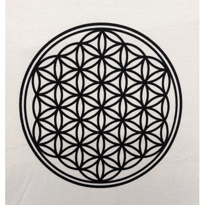 Tシャツ フラワー・オブ・ライフ 麻炭 白 (半袖 Lサイズ)