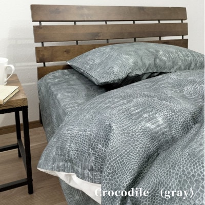 【Mサイズ43×63cm】大人カッコいい』レザー調プリント綿100%まくらカバー(クロコダイル)