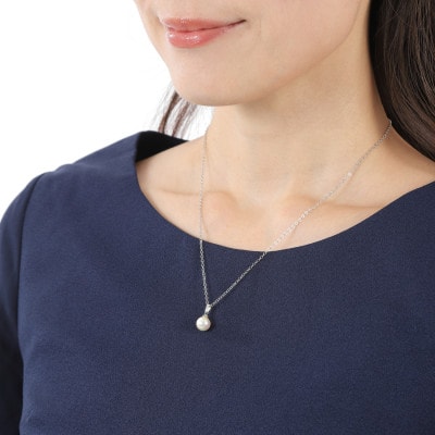 【RoseYumiRose】8mmパール3点セット(ネックレス/ペンダント/ピアス)ホワイト【配送不可地域：沖縄県】