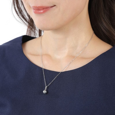 【RoseYumiRose】8mmパール3点セット(ネックレス/ペンダント/ピアス)グレー【配送不可地域：沖縄県】