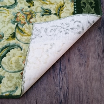 日本製 廊下カーペット 80cm×440cm 【オリエンタル更紗】 滑り止め加工 (グリーン)