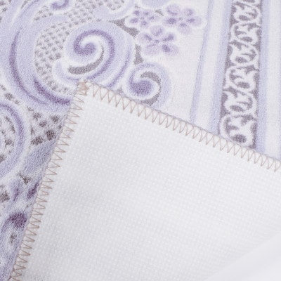 日本製 廊下カーペット 80cm×180cm 【モダンオーナメント】 滑り止め ホワイトラベンダー