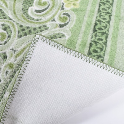 日本製 廊下カーペット 65cm×340cm 【モダンオーナメント】 滑り止め グリーン