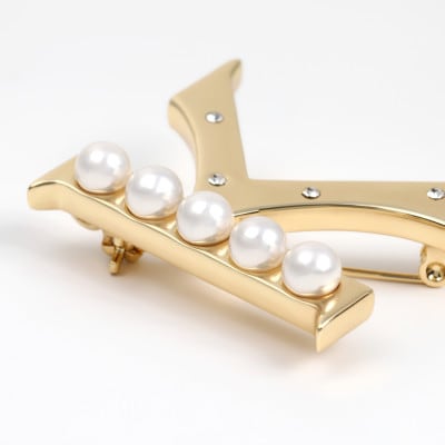 【RoseYumiRose】イニシャルパールブローチペンダント『K』