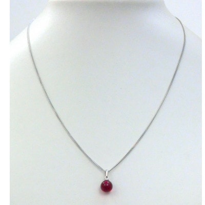 琥珀のペンダント・ルビーレッド琥珀7mm玉【配送不可地域：沖縄県】