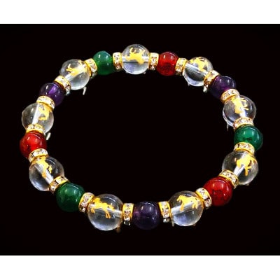 万事馬九行く(うまくいく)九頭の馬3色ブレスレット【配送不可地域：沖縄県】