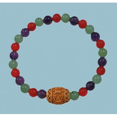 万事が馬九(うまく)行く九頭の馬3色柘植(つげ)ブレスレット【配送不可地域：沖縄県】