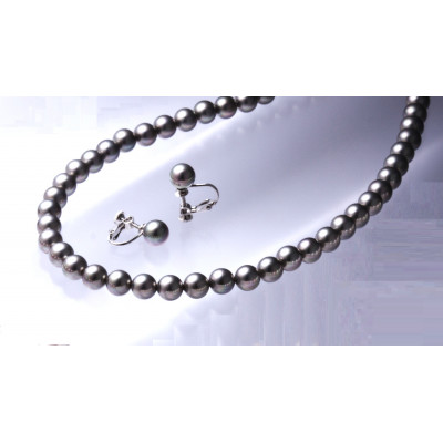 貝パールネックレス2点セット(グレー)【配送不可地域：沖縄県】