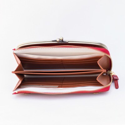 【がま口 お財布ポシェット 】本革 お財布ショルダー ショルダーバッグ【aw-17nns-RD】