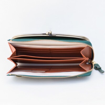 【がま口 お財布ポシェット 】本革 お財布ショルダー ショルダーバッグ【aw-17nns-GR】