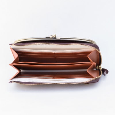 【がま口 お財布ポシェット 】本革 お財布ショルダー ショルダーバッグ【aw-17nns-BR】