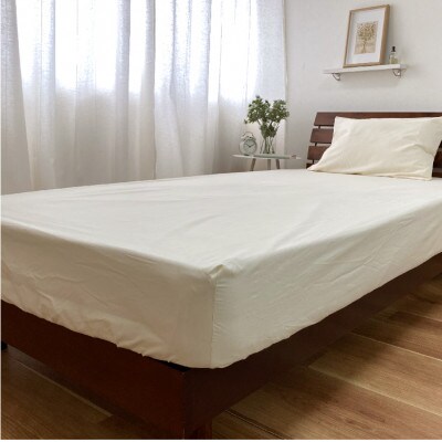 【セミダブル】和泉木綿ピュアコットンボックスシーツ(120×200×30cm)キナリ　PUBX-SW