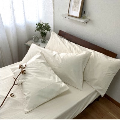 【Mサイズ】和泉木綿ピュアコットンまくらカバー(43×63cm)キナリ　PUMC-M