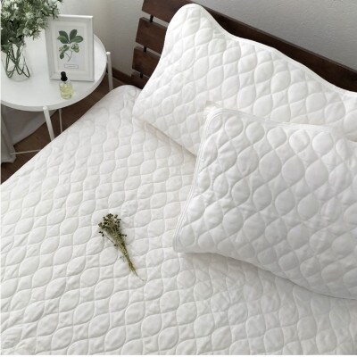 【ダブル】艶やかリネン100%敷パッド(140×205cm)ホワイト LIN-3W-WH