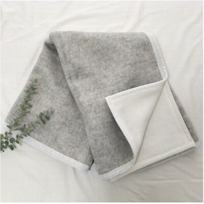 【ひざ掛サイズ】洗えるウールとコットンのリバーシブルブランケット　グレー　KK-117H　GY