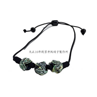 大正10年創業井阪硝子のトンボ玉ネックレス〈黒〉【AN134】