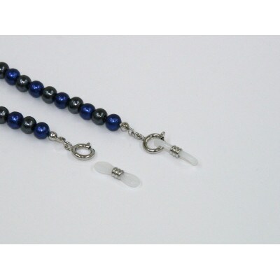 《いずみパール》 コットンパールマスクホルダーネックレス＆メガネ留め＆ポーチ付きブラック＆ネイビー