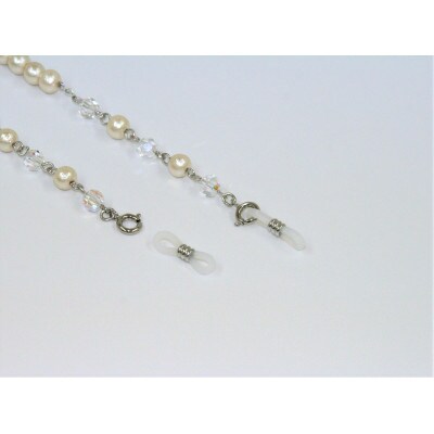 《いずみパール》コットンパールマスクホルダーネックレス＆スワロ付きマスクチャーム留め＆ポーチ付き