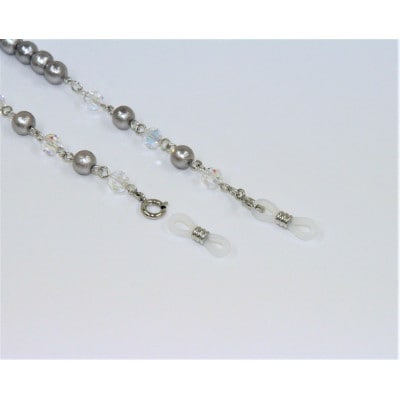 《いずみパール》コットンパールマスクホルダーネックレス＆スワロ付きマスクチャーム＆眼鏡ポーチ付き