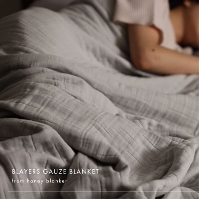 【8重ガーゼケット ダブルサイズ グレー】180×200cm 大阪府和泉市産