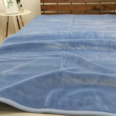【シングルサイズ】洗える やわらか軽量アクリル毛布 ブルー1枚　MO-321-BL