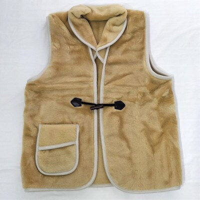 昔ながらのあったか国産毛布ポンチョ (75×60cm)ベージュ  MOB-350