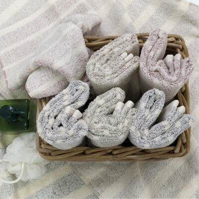 【フェイスタオル8枚組】オーガニックコットンフェイスタオル(34×80cm)かすみ色アソート