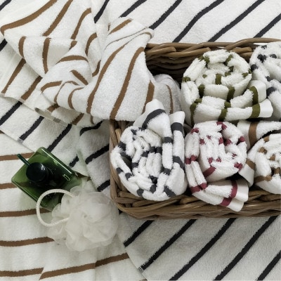 【バスタオル3枚組】オーガニックコットンバスタオル(60×120cm) しまふわレッド