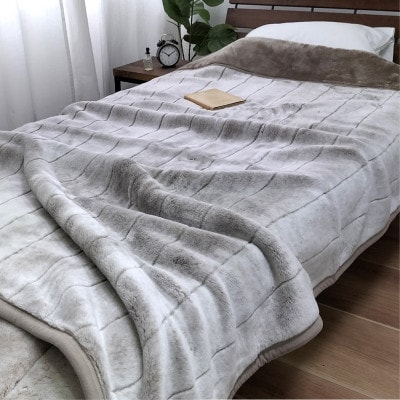 【シングル】吸湿発熱リッチファー2枚合わせ毛布 ベージュ1枚 JY-2401-BE