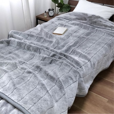 【シングル】吸湿発熱リッチファー2枚合わせ毛布 グレー1枚 JY-2401-GY