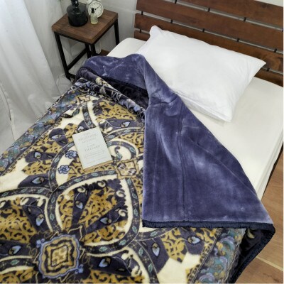 【シングルサイズ】吸湿発熱シルキータッチ2枚合わせ毛布 ブルー1枚 YO-4700-BL