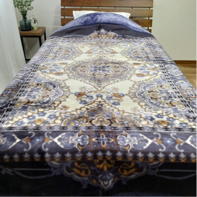 【シングルサイズ】贅沢カシミヤウール混わた入り嵩高毛布 ブルー1枚 CAK-162-BL