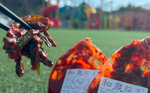 大阪府和泉市産の九条ネギを使用したネギキムチ(200g入×3袋)。道の駅オリジナルキムチです。【配送不可地域：離島】