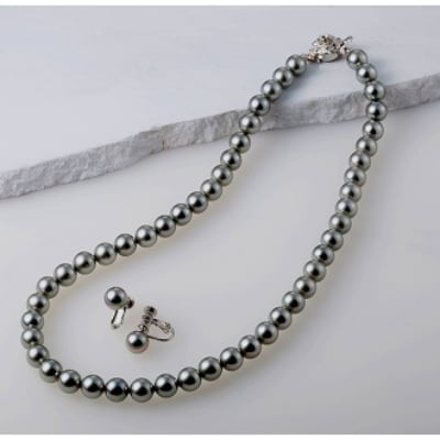 貝パールネックレス2点セット(グレー)【配送不可地域：沖縄県】