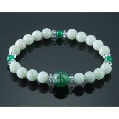 本翡翠・般若心経彫り守護腕輪【配送不可地域：沖縄県】