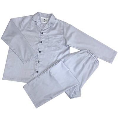 【シングル】カバー掛・敷・枕＆パジャマ(男女兼用Lサイズ)4点セット　色シルバースカイ　抗菌防臭加工