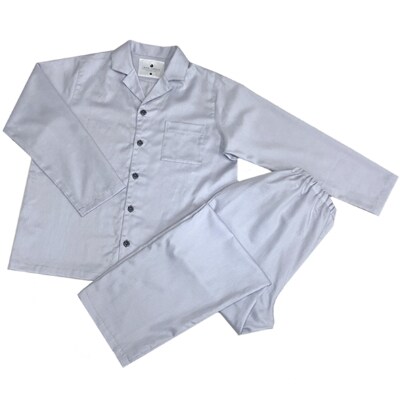 【シングル】カバー掛・シーツ(35cm)・枕＆パジャマ(男女兼用XSサイズ)4点セットシルバースカイ