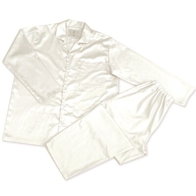 【シングル】プレミアムカバー45cm巾シーツ・掛・枕＆パジャマ(男女兼用Mサイズ)4点セット　色PW