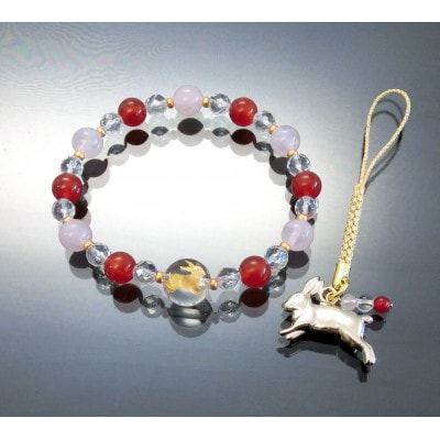 跳ねうさぎのブレスレット＆根付2点セット【配送不可地域：沖縄県】