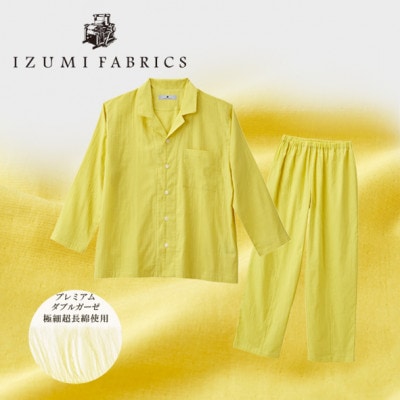 【ジュニアパジャマ :140cm】イズミファブリックス プレミアムガーゼパジャマ　色:ミモザイエロー