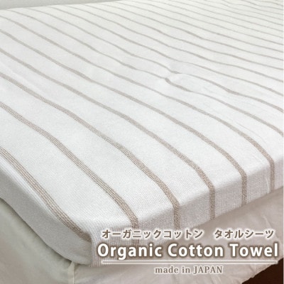 オーガニックコットンタオルシーツ　Sサイズ(145×230cm)ボーダーブラウン　SNS-13-BR