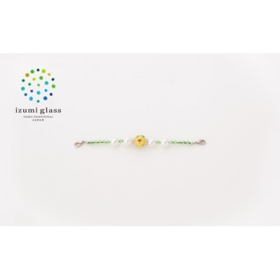 大正10年創業井阪硝子のトンボ玉マスクチェーンアクセサリー(黄)