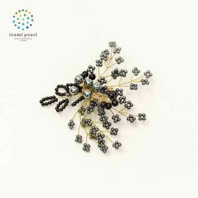 「艶黒」つやぐろ　パールコサージュ(グレー)AN138