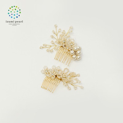 「美白」みしろ　パールコサージュヘアコーム(ホワイト)AN140