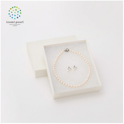 《いずみパール》 貝パール9mmネックレス9mmイヤリング2点セット(ホワイト)簡易箱