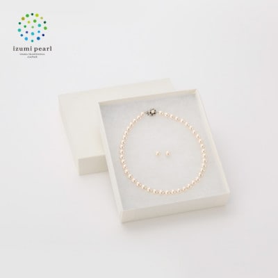 《いずみパール》 貝パール9mmネックレス9mmピアス2点セット(ホワイト) 簡易箱
