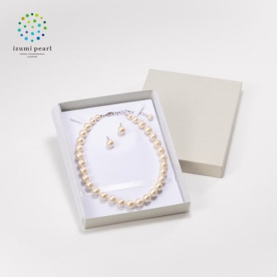 《いずみパール》 コットンパール　ショートネックレス・ピアスセット (オフホワイト)【AN057】