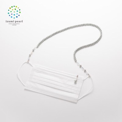《いずみパール》コットンパールマスクホルダーネックレス＆スワロ付きマスクチャーム＆眼鏡ポーチ付き