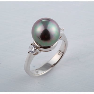 貝パールのシルバーリング・ピーコック(9号)【配送不可地域：沖縄県】